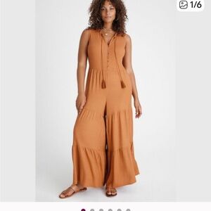 Anthropologie Sleeveless Orange Jumpsuit